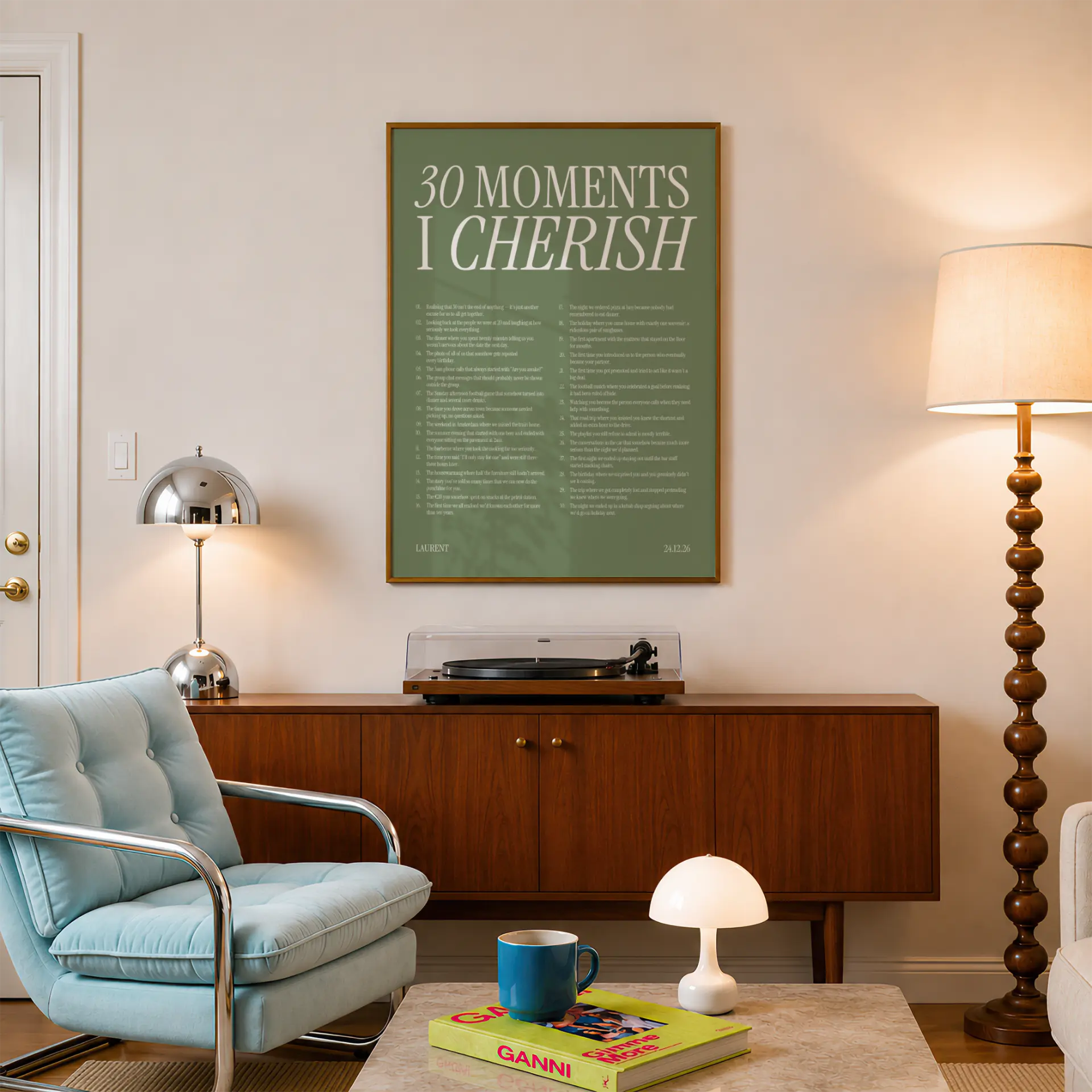 30 moments Willow poster in olive green